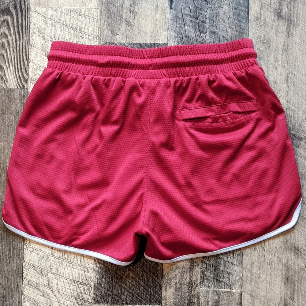 Red Athletic Men's Shorts with White Trim